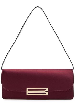 Victoria Beckham Dorian East-west Satin Clutch - Burgundy - One Size