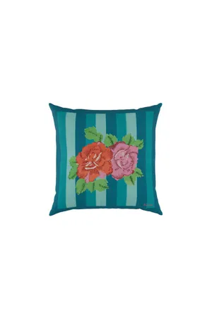 Lisa Corti Cushion Covers 45x45 Hima Big Flw Turquoise