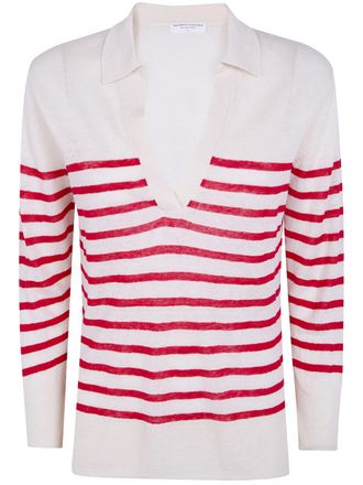 Majestic Oversized Linen 100 Stripes Polo Shirt