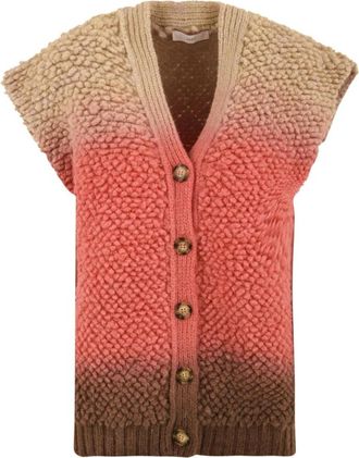 Akep Shaded Fur Dot Vest - Dames - Vesten - Veelkleurig - S - Wol - Truien & Vesten