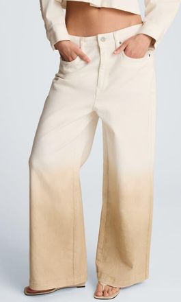 Kenneth Cole Ombr&eacute; Comfort Stretch High Waist Wide Leg Jeans in Tan Gradient at Nordstrom, Size 10