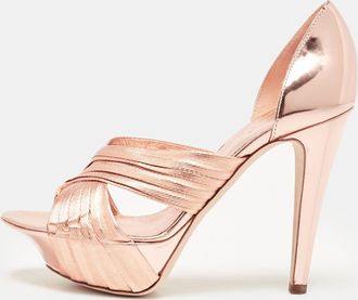 Sergio Rossi Rose Gold Leather Dorsay Pumps