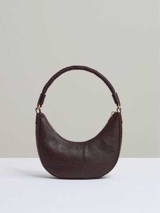 Reiss Oxblood Suede And Leather Half-moon Shoulder Bag