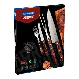 Tramontina Juego Para Asado 14 Piezas Fsc Polywood Casta&ntilde;o Tramontina