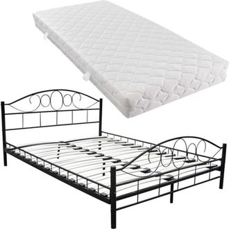 vidaXL Vidaxl - Cama De Metal Negro Con Colch&oacute;n 180x200 Cm
