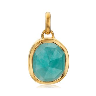 Monica Vinader Gold Siren Bezel Gemstone Pendant Amazonite