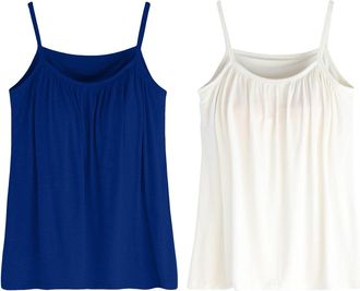 Generic Plus Size Vest Tops with Built in Bra for Women UK Cotton Camisole Tank Tops with Built in Bras 2025 Summer Casual Loose Fit Tunic Cami Spaghetti Stra
