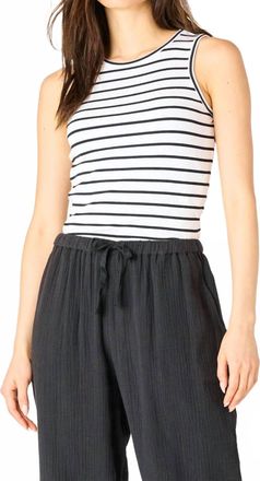 Dex Clothing Ribbed Stripe Tank Top In White/black