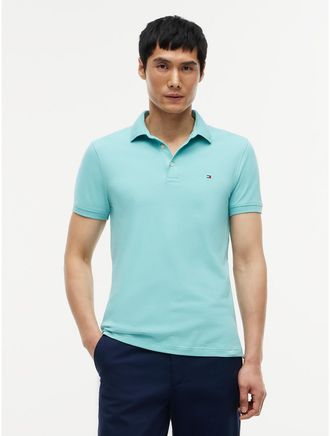 Tommy Hilfiger Mens Slim Fit Stretch Pique Polo - Ocean Tide - XXXL