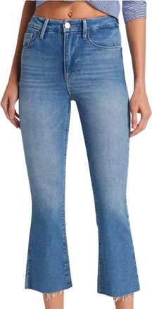 Frame Denim Womens Le Super High Crop Mini Boot Raw Hem Jeans In Deepwater