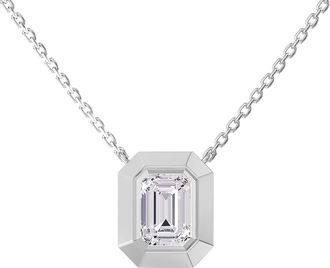 Diamond2Deal 925 Sterling Silver 3 ct Radiant Cut Lab Grown Diamond Pendant Necklace 18