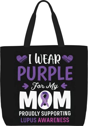 Generic Women Handbag Wear Purple For My Mom Lupus Awareness Womens Tote Bag Lightweight Girls Shopping Bags, For Daily, Work, Wedding, Gym, Graduation
