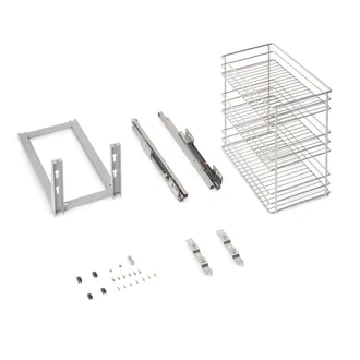 Emuca Carrello Estraibile Supra Con Fissaggio Inferiore Con Chiusura Softt, Modulo 300mm Acciaio, Cromato - Emuca