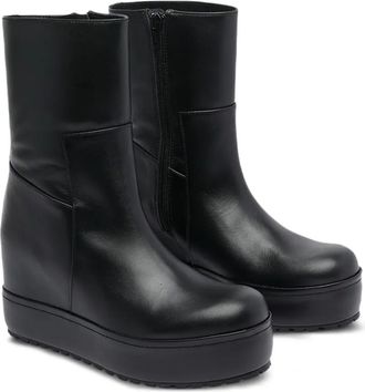 Paloma Barceló platform wedge boots - women - CALFSKIN/Rubber/Fabric - 39 - Black