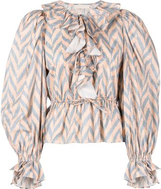 Ulla Johnson zig-zag ruffle blouse - women - Cotton - 0 - Neutrals