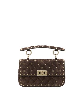 Valentino Garavani Brown Rockstud Spike Small Shoulder Bag