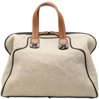 Fendi Pre-owned Handbags, female, Beige, Size: ONE SIZE Pre-owned Canvas Handbag