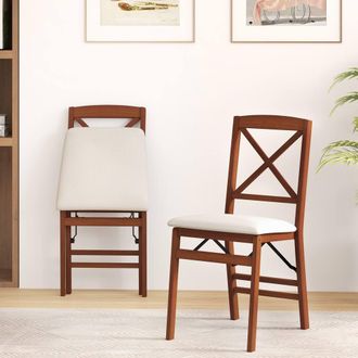 Costway Costway Folding Dining Chairs Set of 2 Kitchen Side Chairs W/Padded Seat in Walnut