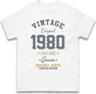 Generic Vintage Born in 1980 T-Shirt. Birthday Gift. Well Aged Original Parts T-Shirt White
