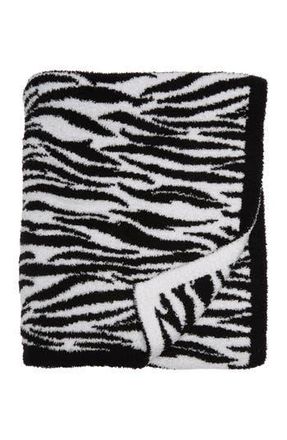 Barefoot Dreams CozyChic Tiger Stripe Blanket in White-Black at Nordstrom Rack