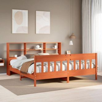 vidaXL Vidaxl - Cama Sin Colch&oacute;n Madera Maciza De Pino Marr&oacute;n Cera 200x200 Cm