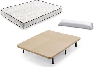 HOGAR 24 Cama Completa - Colch&oacute;n Flexitex + Base Tapizada 3d + 6 Patas De 32cm + Almohada De Fibra, 105x180 Cm