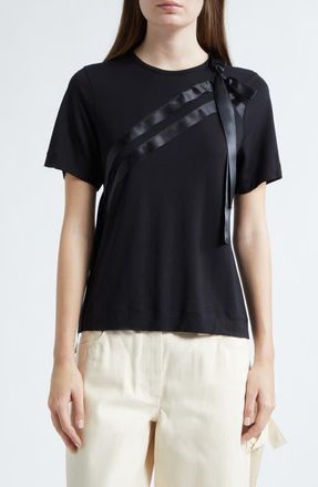 Simone Rocha Bow Sash Easy T-Shirt in Black at Nordstrom, Size X-Small