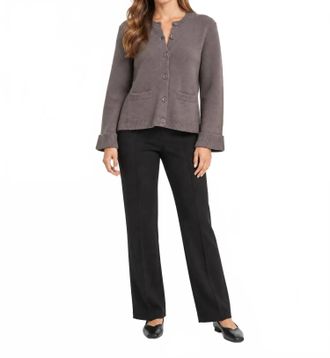 Elan Crew Neck Sweater Jacket In Gray