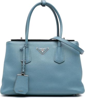 Prada 2013-2024 Saffiano Cuir Turnlock Twin satchel - Blue