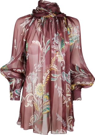 Etro Womens Ruched Top With Scarf