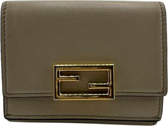 Fendi Gold Ivory Leather Wallet (Tri-Fold) (Pre-Owned)