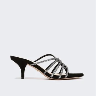 Veronica Beard Womens Gaffney Crystal Suede Sandal In Black