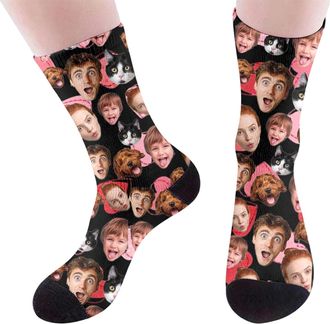 Generic Personalised Socks with Photo Fashion Funny Custom Face Socks Personalised Sock with Dog Pet and Heart Picture Unisex Print Crew Sock Valentines Day G
