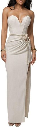 JLUXLABEL Destination Linen Skirt Set in Natural at Nordstrom, Size Small