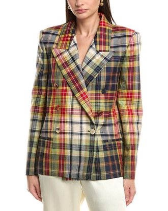 Oscar De La Renta Oscar De La Renta Plaid Silk-Lined Wool Jacket