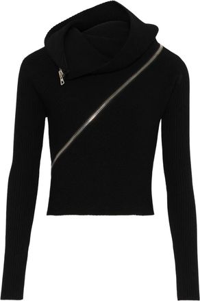 Jean Paul Gaultier ribbed zipped high-neck sweater - Nero