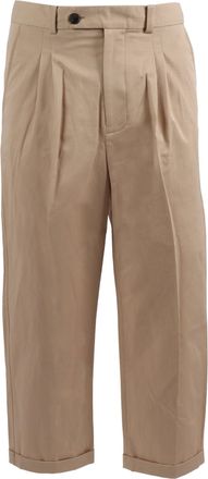 Dr&ocirc;le de Monsieur Beige Pleat Cuffed Cropped Pants