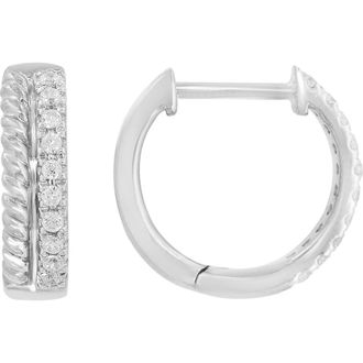Effy Sterling Silver Diamond Hoop Earrings at Nordstrom Rack