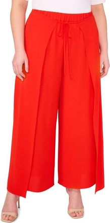 CeCe by Cynthia Steffe Wide Leg Wrap Pants in Fiery Red at Nordstrom, Size 2X