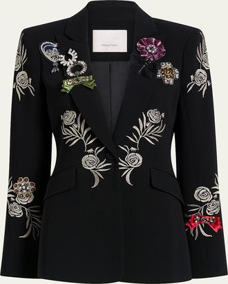 Cinq &agrave; Sept Heritage Rose Cheyenne Embroidered Blazer