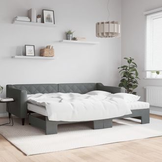 vidaXL Vidaxl - Sof&aacute; Cama Nido Con Colch&oacute;n Tela Gris Oscuro 90x200 Cm