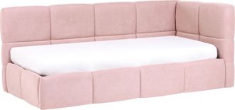 Beliani Cama Con Somier Tapizada Esquinera Derecha Con Almacenaje 90 X 200 Cm Rosa Jacou