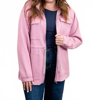 RD Style Soft Knit Zip Up Jacket In Pink