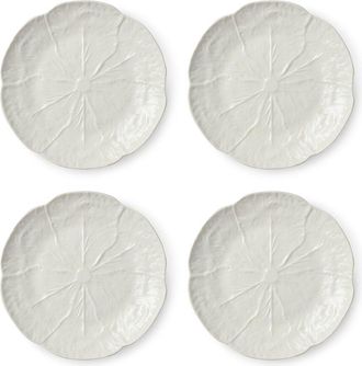 Certified International Le Jardin Set Of 4 White Cabbage 3D Canape Plates