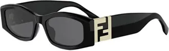 Fendi FE40204I Rectangular Acetate Sunglasses - Black