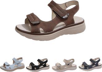 Generic Orthopedic Sandals Women Arch Support Sandals for Women Wide Fit Walking Slides Open Toe Ladies Wedge Shoes Outdoor Anti-Slip Platform Summer Beach Sh