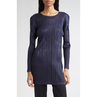 Pleats Please Issey Miyake Tune Pleated Longline Top in Navy at Nordstrom, Size 3