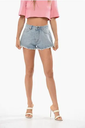 Dolce & Gabbana Frayed Hem Shorts with Logo Button size 40