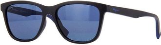 Ferragamo Sunglasses Square Full Rim, Matte Black Frame And Blue Lens Sf998S002