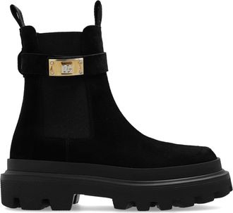 Dolce & Gabbana logo-plaque Chelsea boots - women - Suede - 36.5 - Black